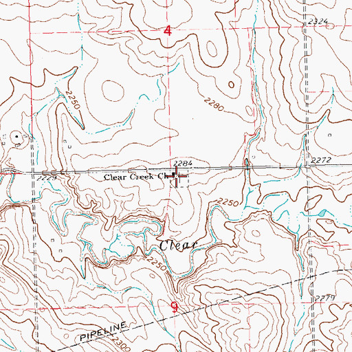 Topographic Map of Clear Creek Cemetery, ND