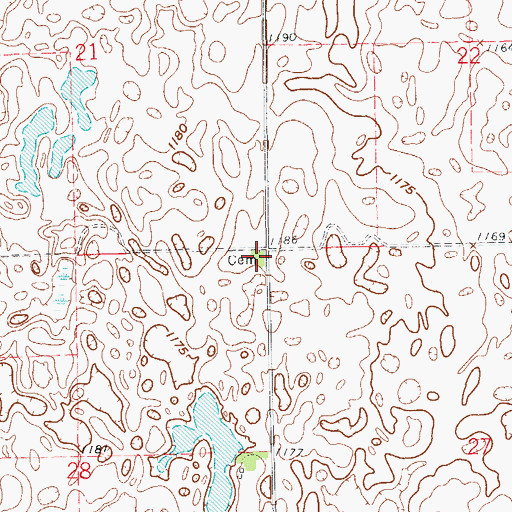 Topographic Map of Aliceton Pioneer Cemetery, ND