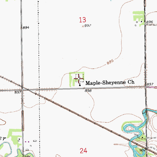 Topographic Map of Maple Sheyenne Cemetery, ND