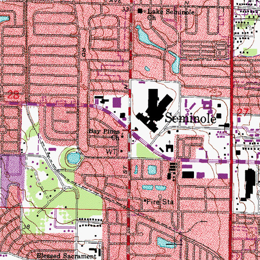 Topographic Map of Bay Pines Church, FL