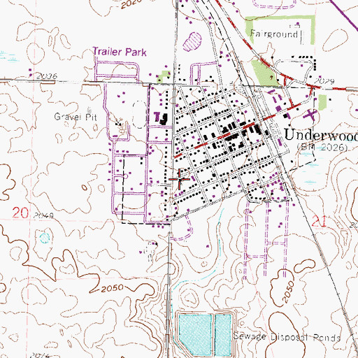 Topographic Map of Saint Bonaventure Catholic Church Cemetery, ND