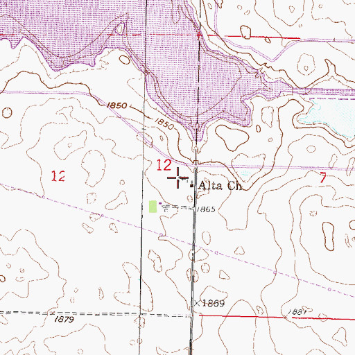 Topographic Map of Alta Community Church Cemetery, ND
