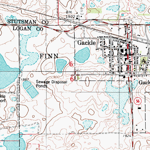 Topographic Map of Gackle Cemetery, ND