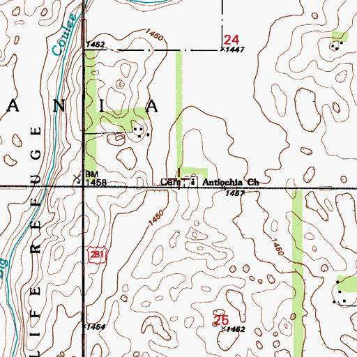 Topographic Map of Antiochia Cemetery, ND