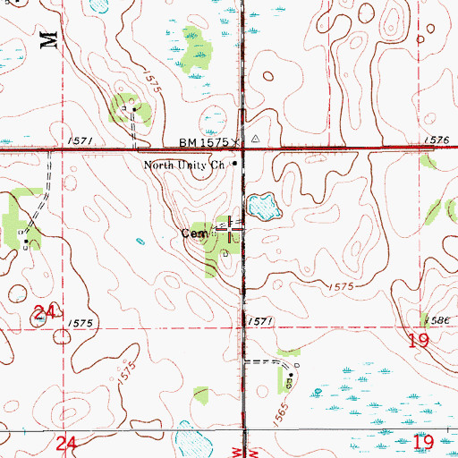Topographic Map of North Unity Mennonite Cemetery, ND