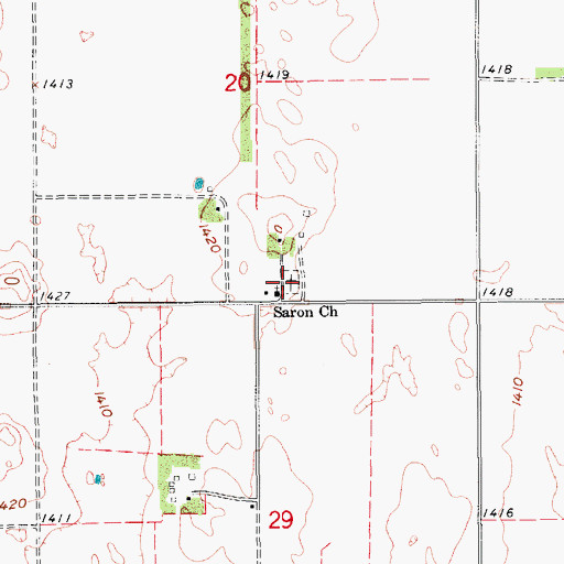 Topographic Map of Saron Evangelical Cemetery, ND