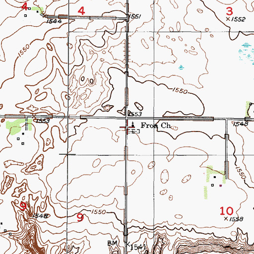 Topographic Map of Fron Cemetery, ND