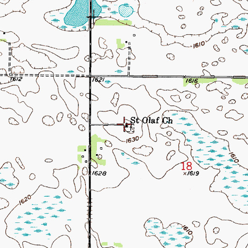 Topographic Map of Saint Olaf Church Cemetery, ND