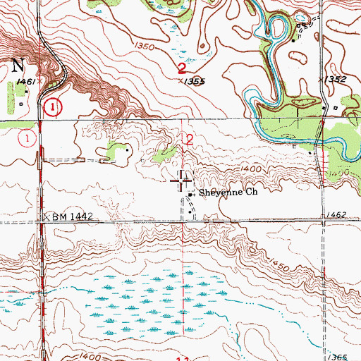 Topographic Map of Sheyenne Cemetery, ND