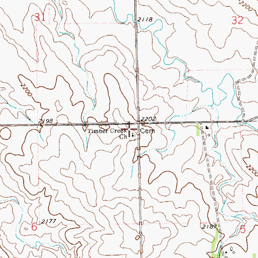 Topographic Map of Timber Creek Cemetery, ND