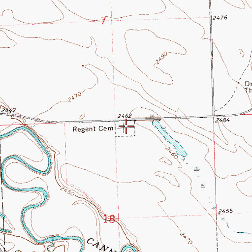 Topographic Map of Saint Henry's Catholic Cemetery, ND