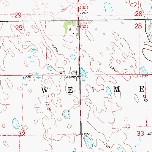 Topographic Map of Camp Arnold State Historic Site Cemetery, ND