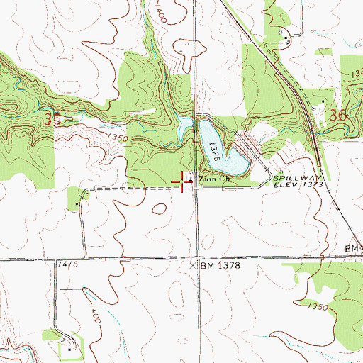 Topographic Map of Zion Lutheran Cemetery, ND