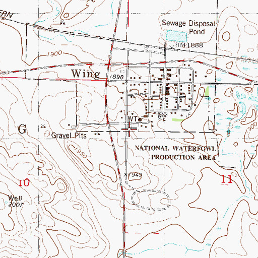 Topographic Map of Wing Cemetery, ND