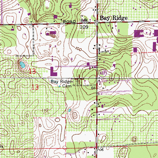 Topographic Map of Bay Ridge Cemetery, FL