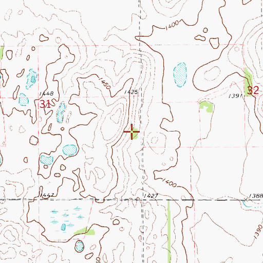 Topographic Map of Sunnyside Cemetery, ND