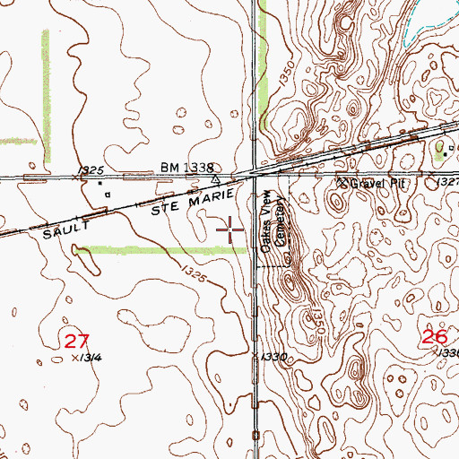 Topographic Map of Saint Charles Cemetery, ND
