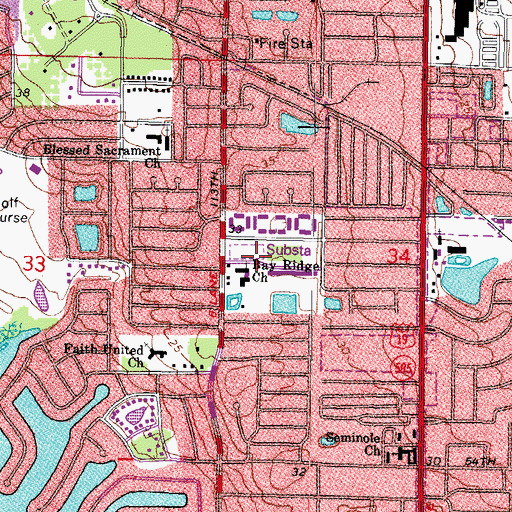 Topographic Map of Bay Ridge Church, FL
