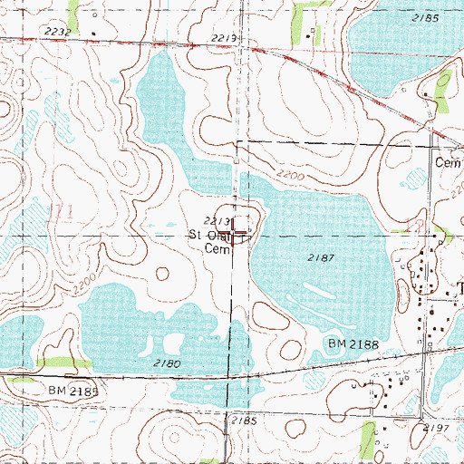Topographic Map of Saint Olaf Cemetery, ND