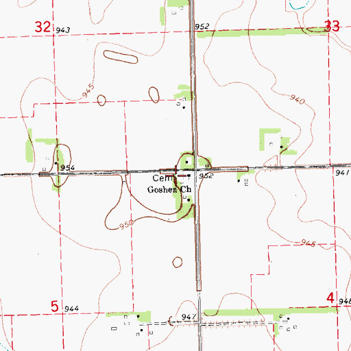 Topographic Map of Goshen Moravian Church Cemetery, ND