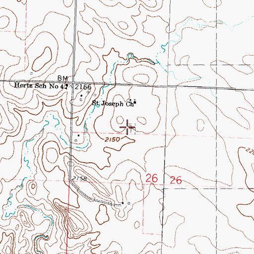 Topographic Map of Saint Joseph Catholic Cemetery, ND