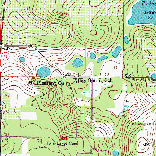 Topographic Map of Bay Spring School, FL