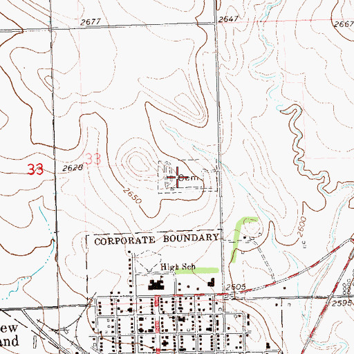 Topographic Map of New England Cemetery, ND