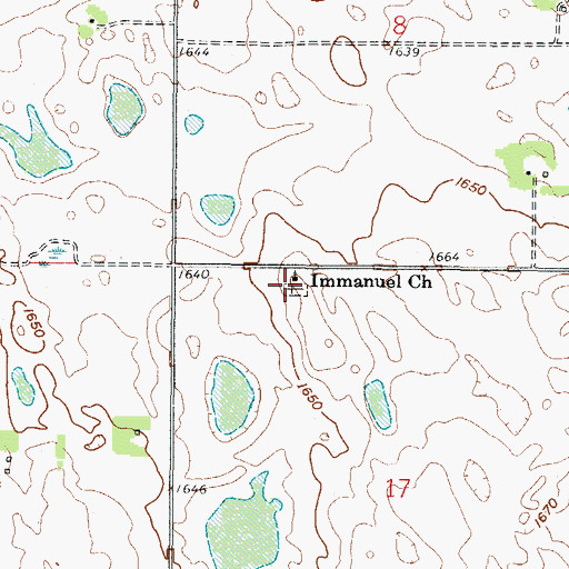 Topographic Map of Immanuel Lutheran Church Cemetery, ND