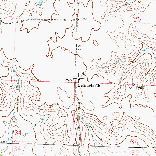 Topographic Map of Bethesda Lutheran Church Cemetery, ND