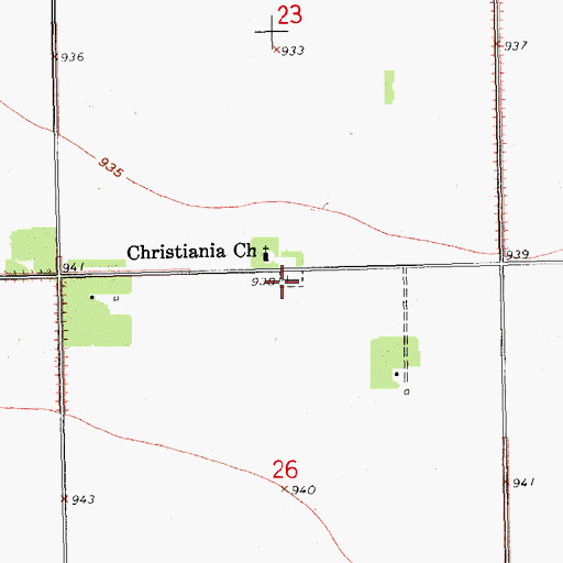 Topographic Map of Christiania Cemetery, ND