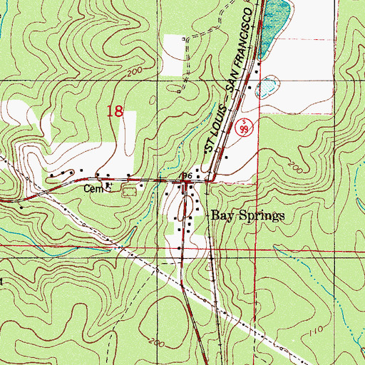 Topographic Map of Bay Springs, FL