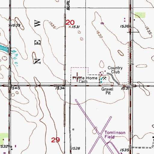 Topographic Map of Saint Johns Cemetery, ND