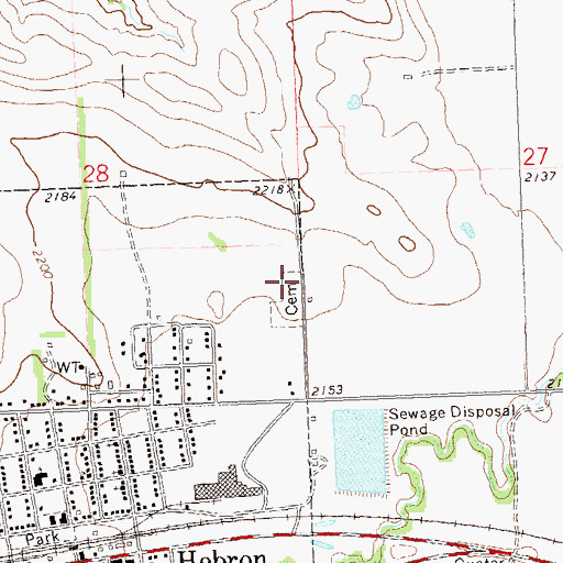 Topographic Map of Assembly of God Cemetery, ND