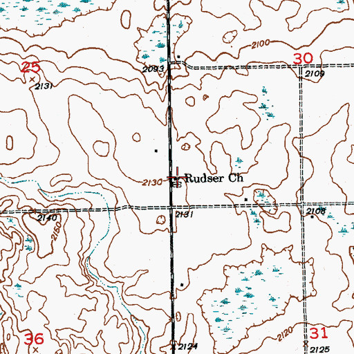 Topographic Map of Rudser Church Cemetery, ND