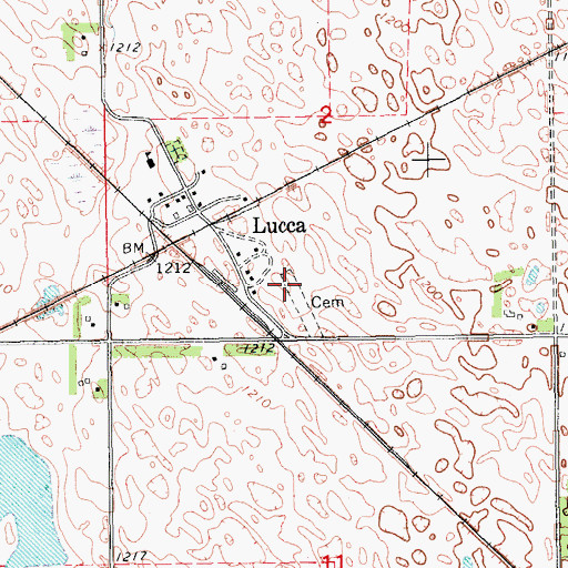 Topographic Map of Trinity Lutheran Cemetery / Emmanuel Lutheran Cemetery / Lucca Cemetery, ND