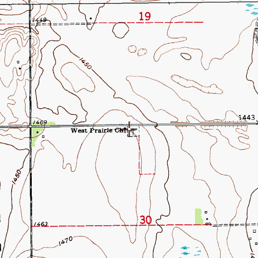 Topographic Map of West Prairie Cemetery, ND