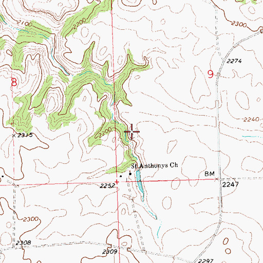 Topographic Map of Saint Anthony's Cemetery, ND