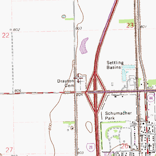 Topographic Map of Saint Edward Cemetery, ND