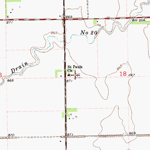 Topographic Map of Saint Pauls Lutheran Church Cemetery, ND