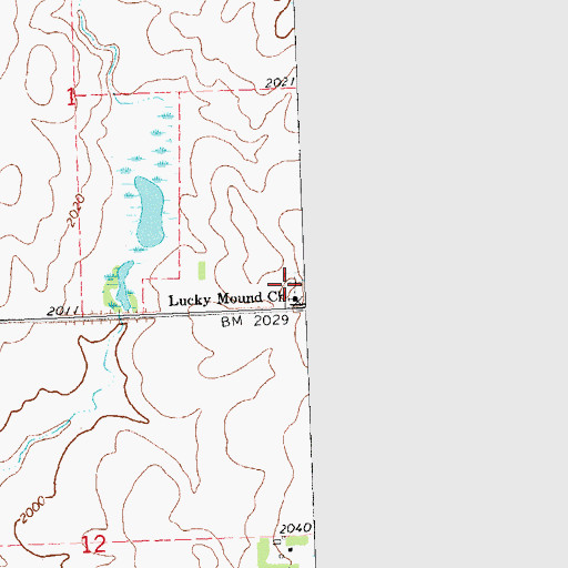 Topographic Map of Lucky Mound Lutheran Cemetery, ND
