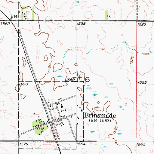 Topographic Map of Saint John's Catholic Cemetery, ND