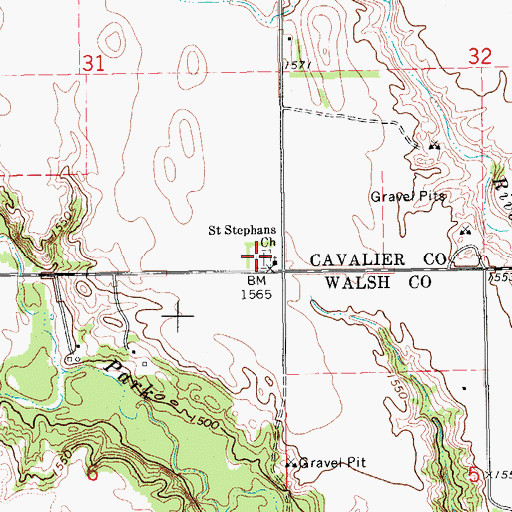 Topographic Map of Saint Stephens Lutheran Cemetery, ND