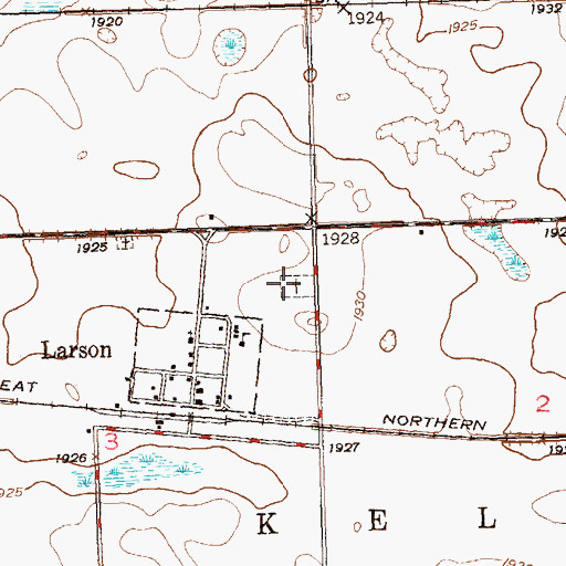 Topographic Map of Saint Johns Lutheran Cemetery, ND