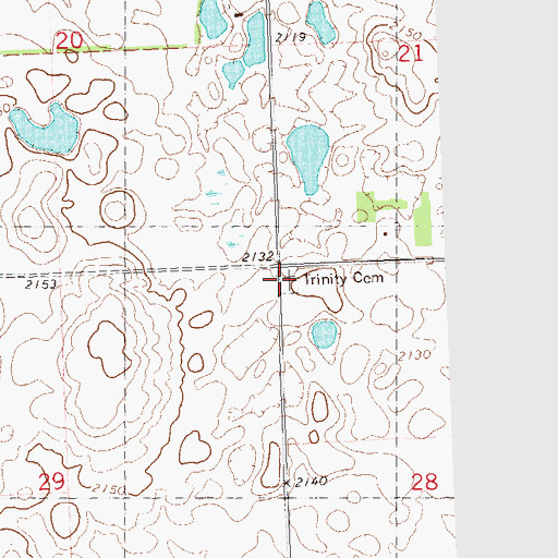 Topographic Map of Trinity Lutheran Cemetery, ND