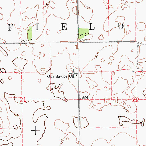 Topographic Map of Our Savior's Church Cemetery, ND