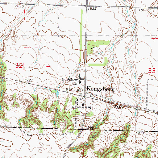 Topographic Map of Saint John Lutheran Cemetery, ND