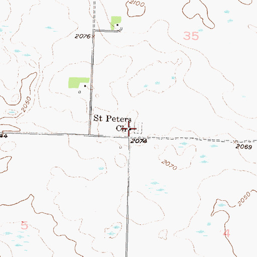 Topographic Map of Saint Peter Cemetery, ND