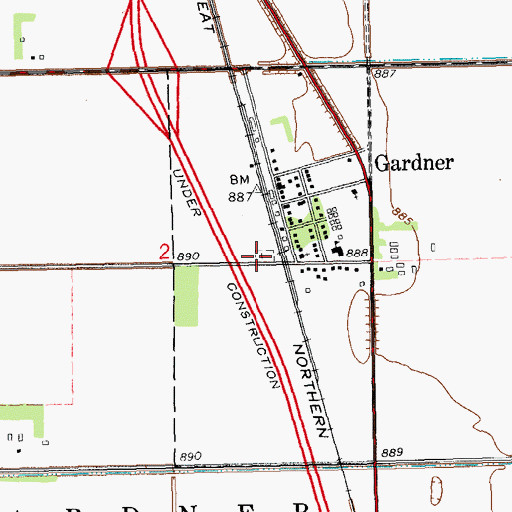 Topographic Map of Gardner Cemetery, ND