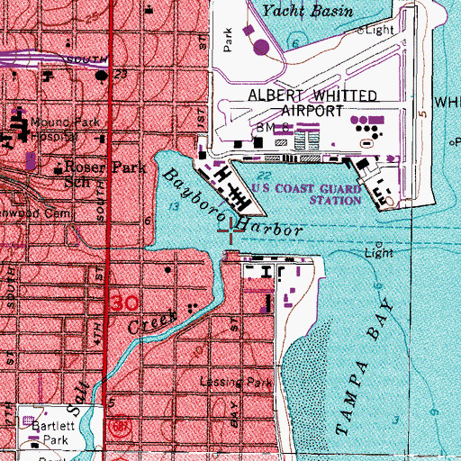 Topographic Map of Bayboro Harbor, FL