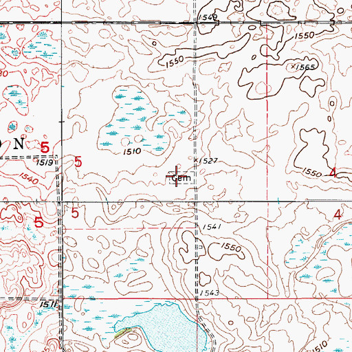Topographic Map of Knox Cemetery, ND